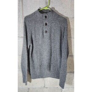 UNTUCKit Long Sleeve 1/4 Button Pullover Lambswool Men's Sweater Gray Size M